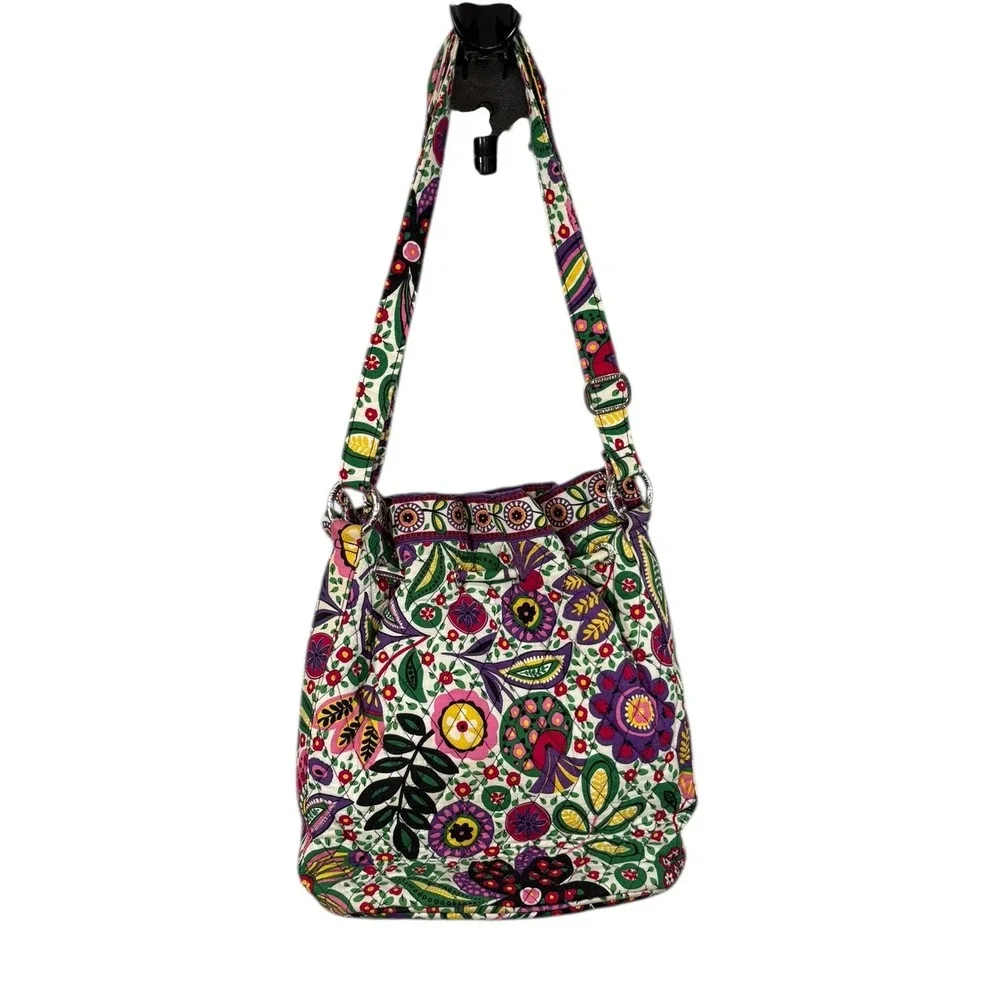Vera Bradley Quilted Floral Bucket Crossbody Bag Multicolor‎ Adjustable Strap